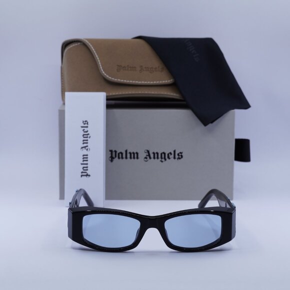 Palm Angels PERI007 ANGEL 1040 Rectangle Sunglasses - Black/Light Blue - Picture 3 of 11